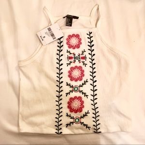 Embroidered High Neck Tank